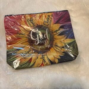 Sunflower Graphic Cosmetic Bag - Colorful Faith Design